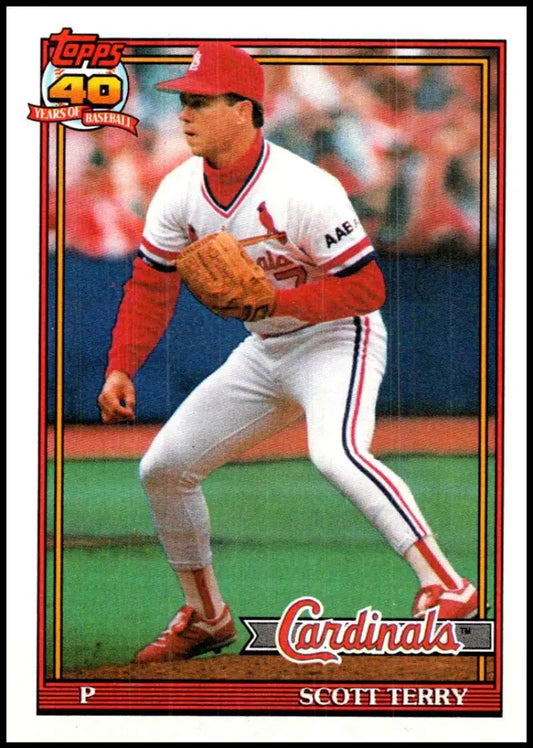 Scott Terry St. Louis Cardinals baseball card showing pitcher in white and red uniform