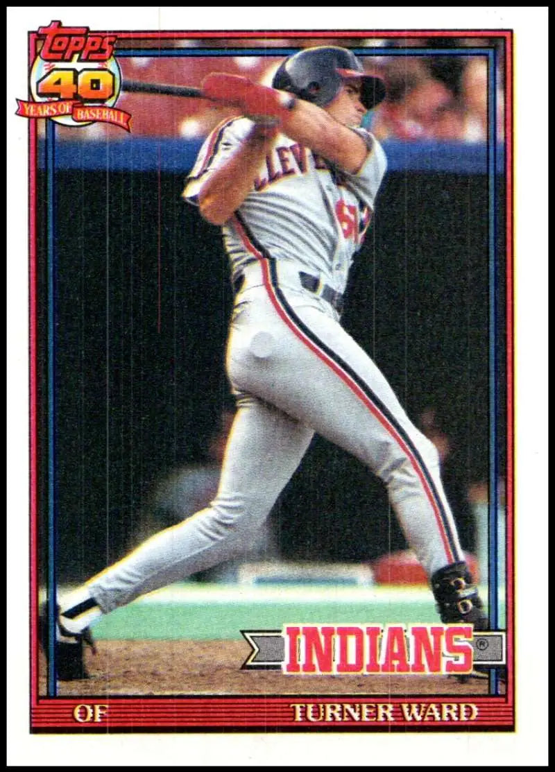 1991 Topps #555 Turner Ward Rookie Cleveland Indians Baseball Card in white uniform