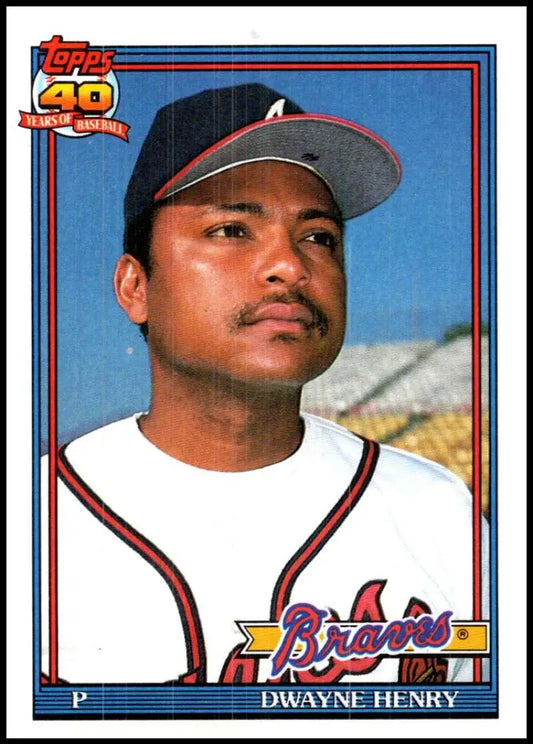 1991 Topps Dwayne Henry Atlanta Braves Baseball Card in home uniform