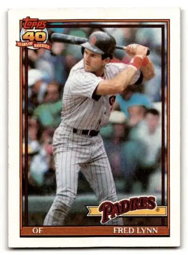 1991 Topps #586 Fred Lynn San Diego Padres baseball card with original gloss finish