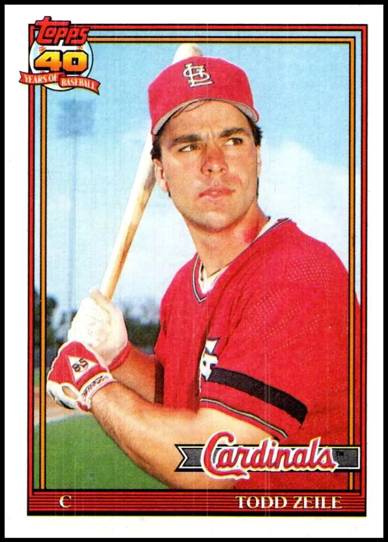 Todd Zeile St. Louis Cardinals baseball card in red uniform holding a bat