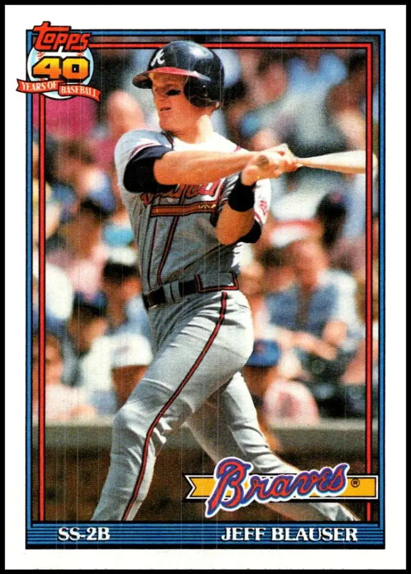 Jeff Blauser batting stance on a 1991 Topps Atlanta Braves Baseball Card