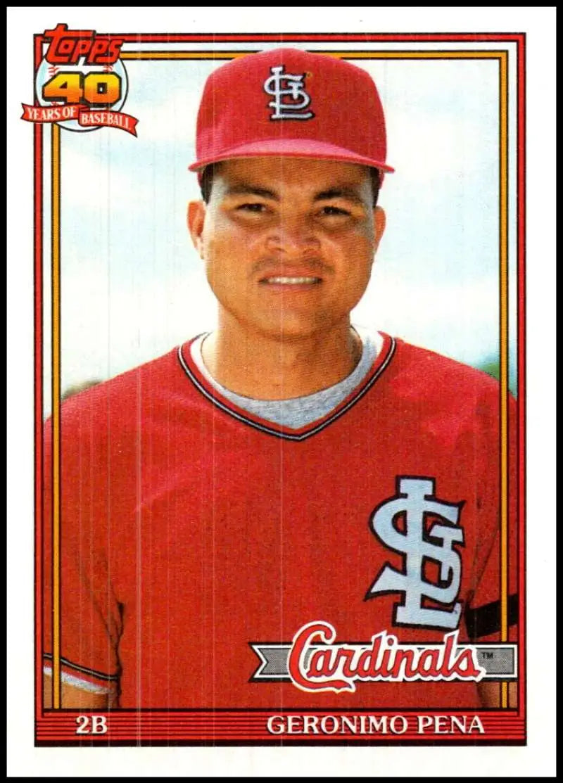 Geronimo Pena St. Louis Cardinals Baseball Card in red uniform and cap