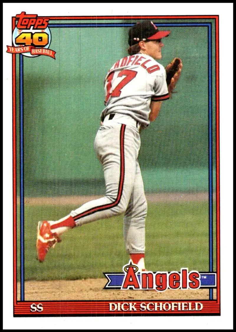 1991 Topps baseball card of Dick Schofield in California Angels uniform