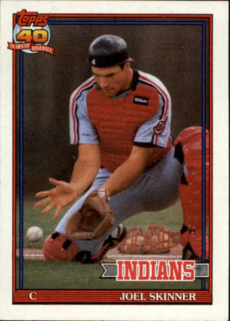 Joel Skinner crouching on a Cleveland Indians baseball card from 1991 Topps #783