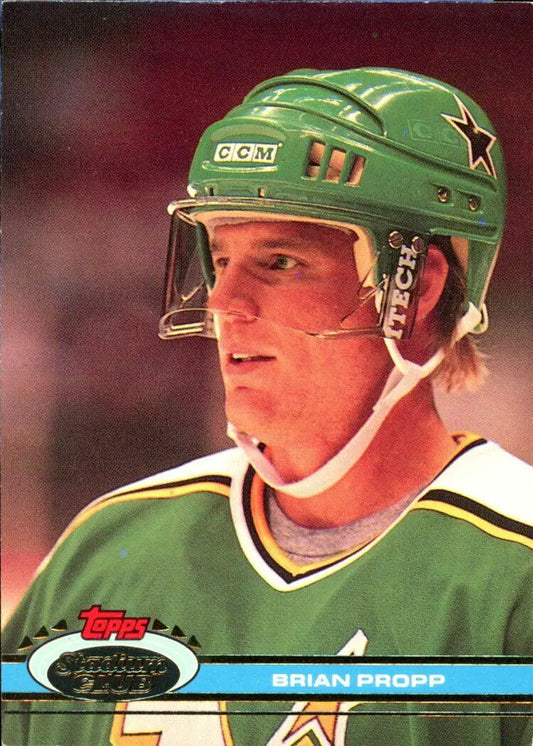 Topps Stadium Club Brian Propp hockey card from 1991 featuring Minnesota North Stars