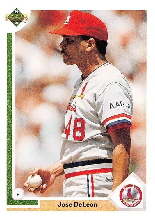 Baseball card of Jose DeLeon, St. Louis Cardinals pitcher, 1991 Upper Deck #220