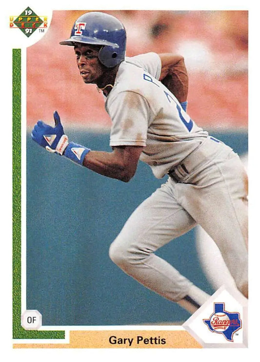 Gary Pettis in white Texas Rangers uniform running on field for Upper Deck card