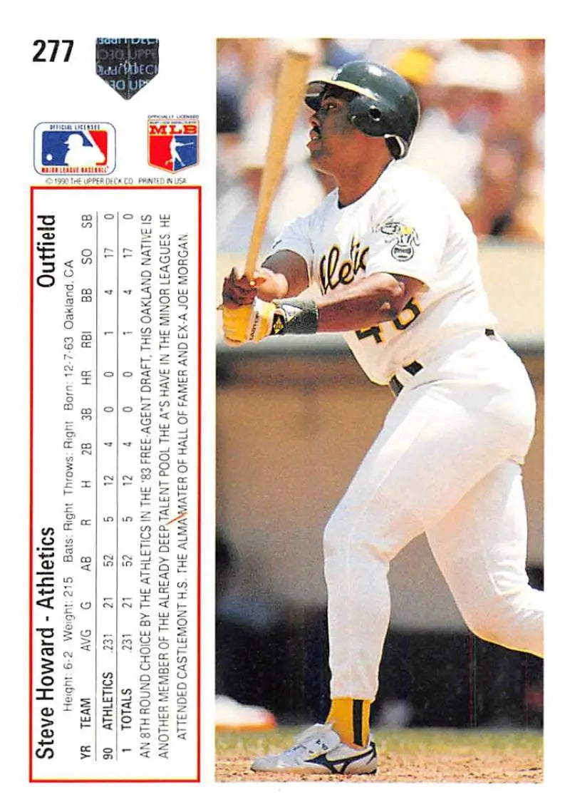 Steve Howard in white uniform at bat on 1991 Upper Deck Oakland Athletics card