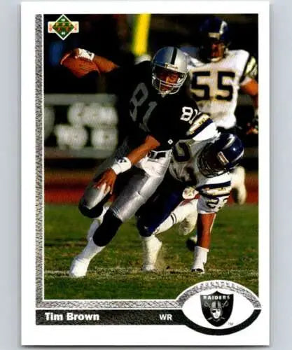 Tim Brown football card from 1991 Upper Deck, original gloss, NM condition, LA Raiders