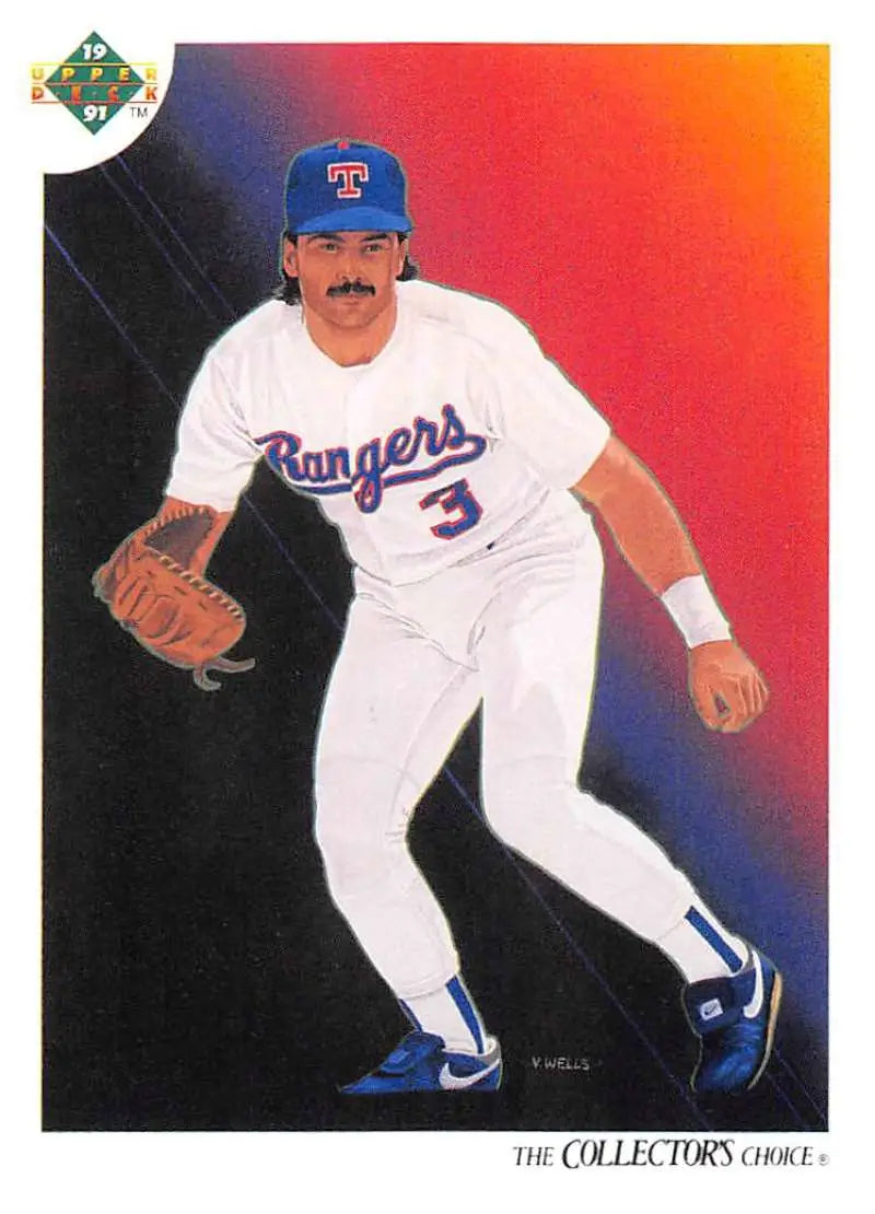 Rafael Palmeiro in fielding stance on Upper Deck trading card for Texas Rangers