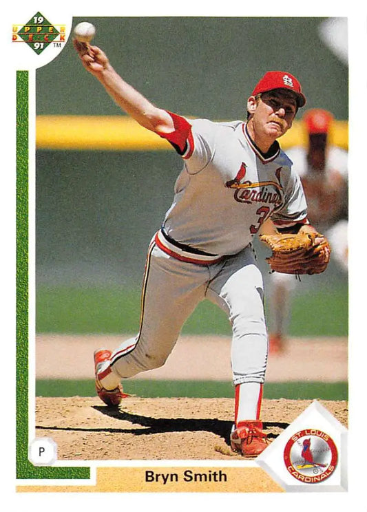 Baseball pitcher Bryn Smith delivering a pitch in St. Louis Cardinals uniform