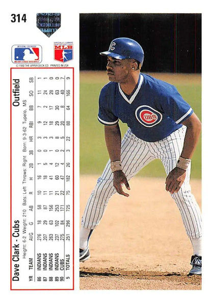 Chicago Cubs player Dave Clark in fielding stance on 1991 Upper Deck baseball card