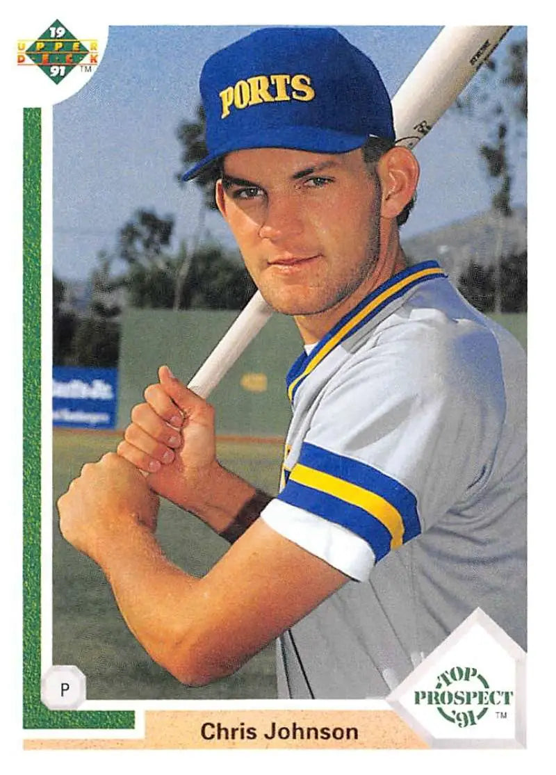 Chris Johnson in Seattle Mariners uniform holding bat for Milwaukee Brewers baseball card