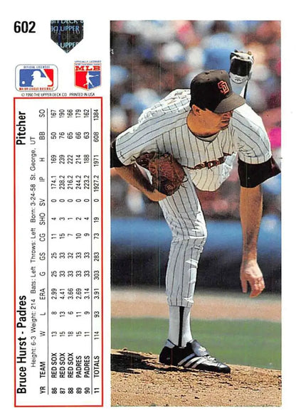 1991 Upper Deck #602 Bruce Hurst pitching for the San Diego Padres