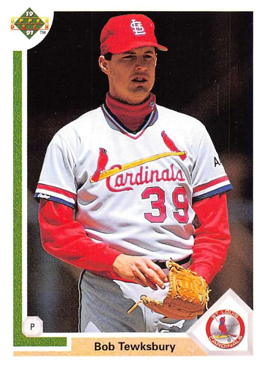 Baseball card of Bob Tewksbury, St. Louis Cardinals pitcher in Upper Deck uniform #39