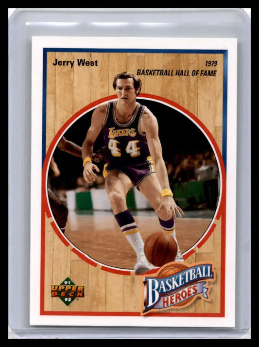 Vintage Jerry West Upper Deck basketball card featuring Lakers player in action