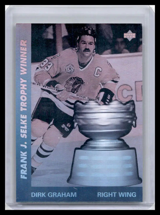 Hockey card of Dirk Graham with Stanley Cup trophy, Chicago Blackhawks memorabilia