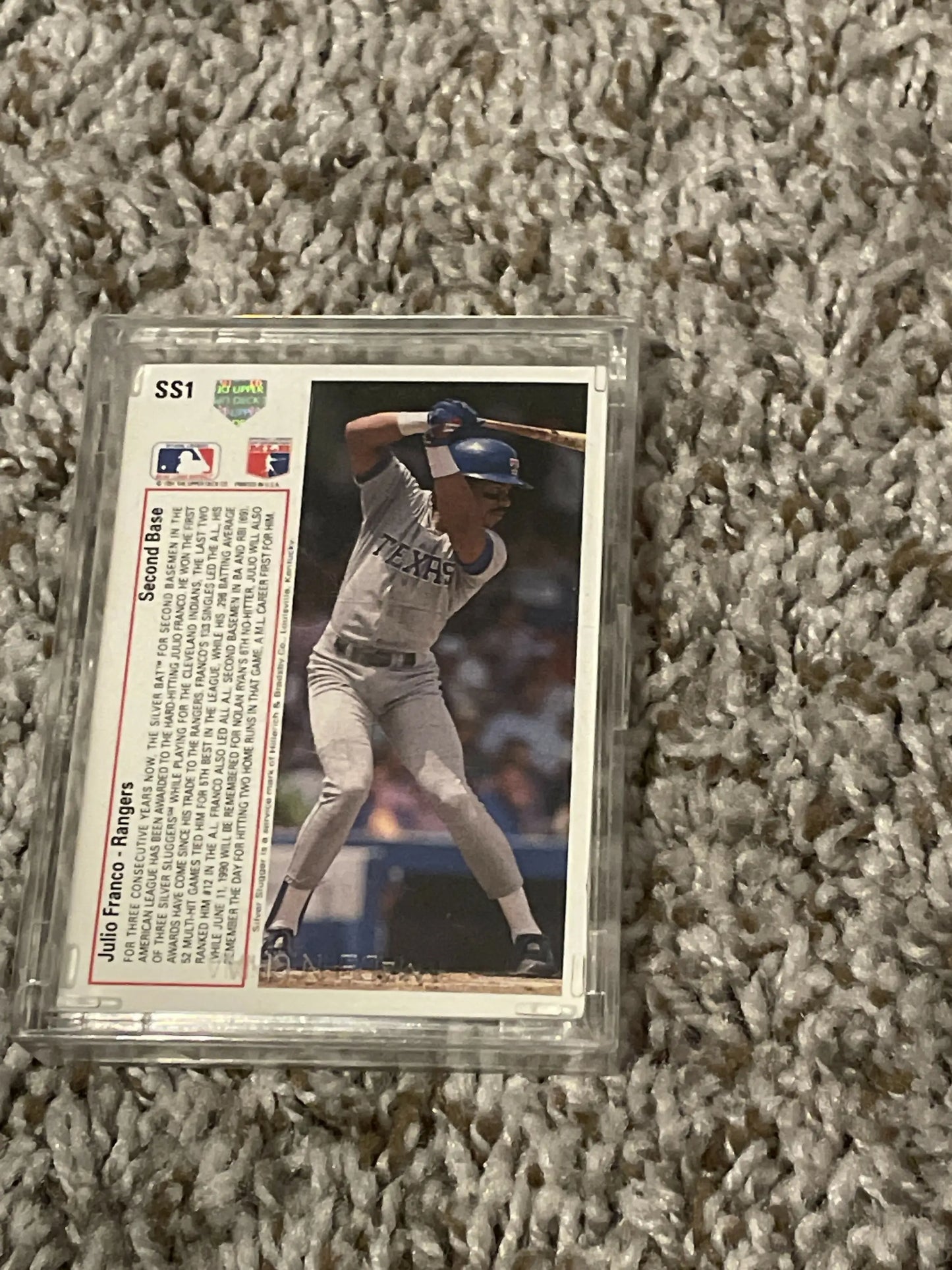 1991 Upper Deck Silver Slugger trading cards in a protective plastic case