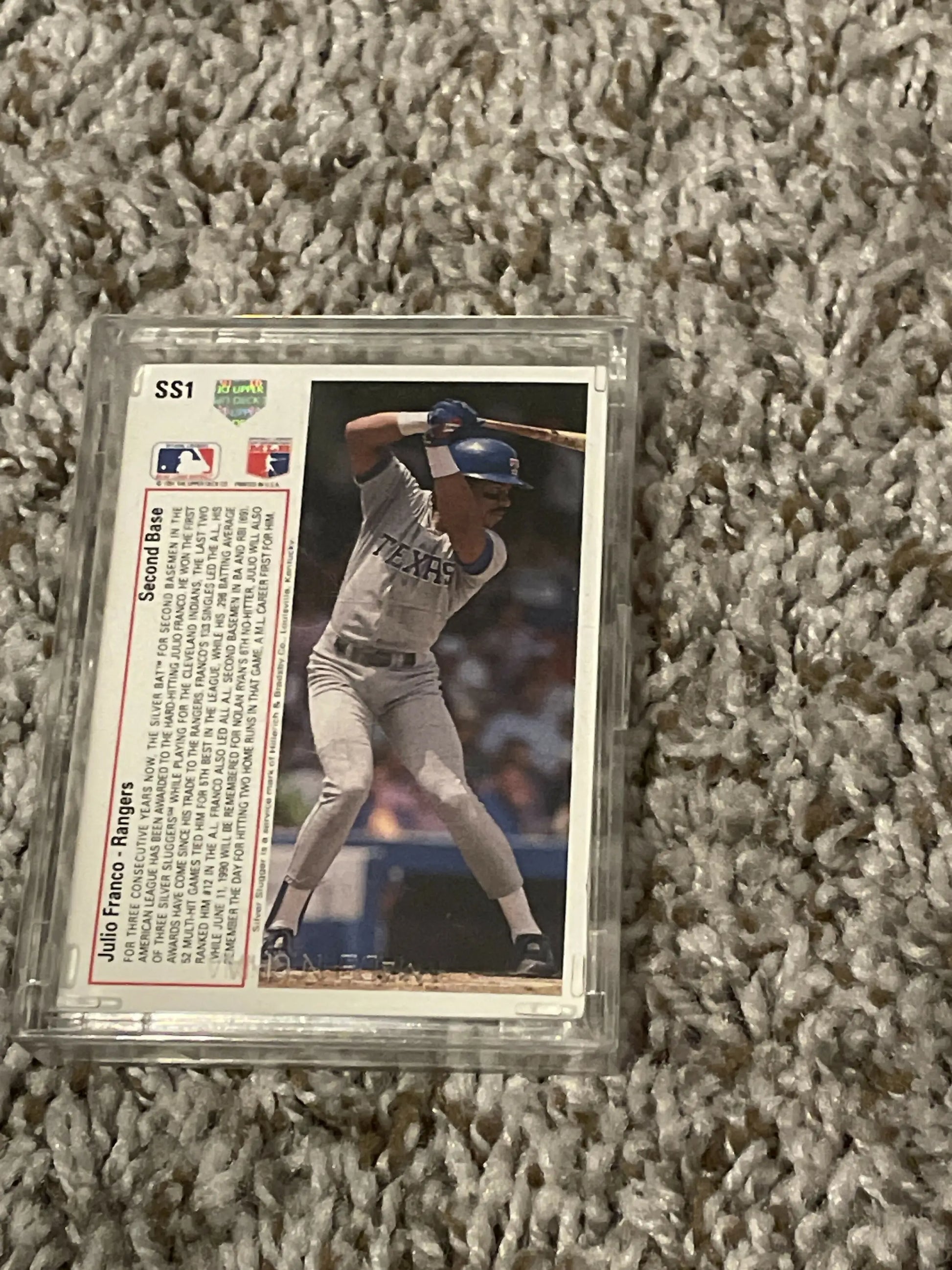 1991 Upper Deck Silver Slugger trading cards in a protective plastic case