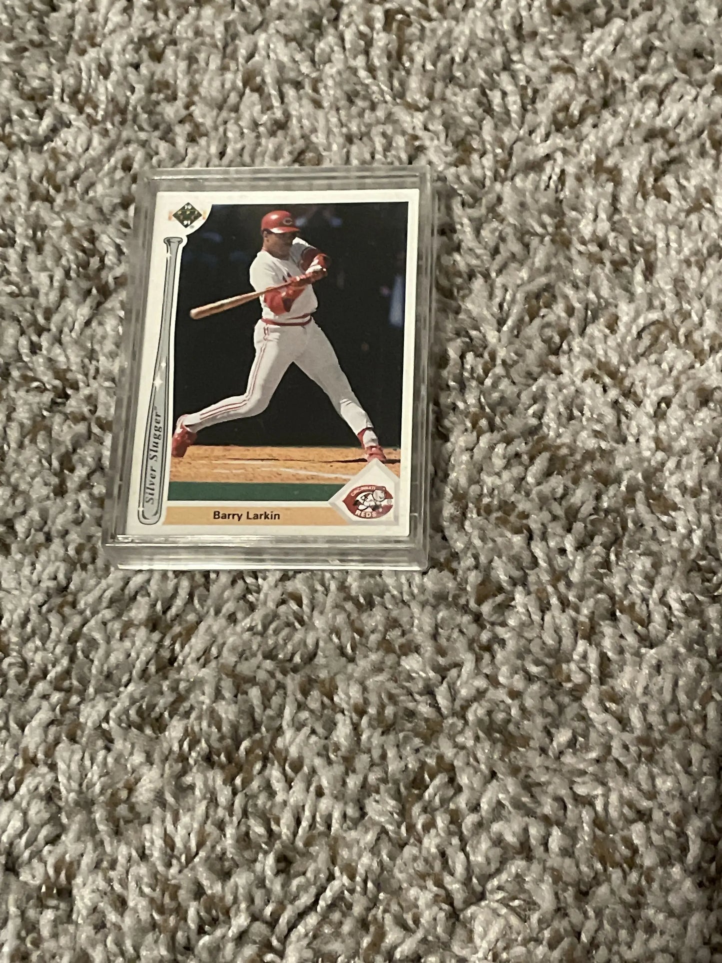 Baseball trading card from 1991 Upper Deck Silver Slugger featuring a player swinging bat