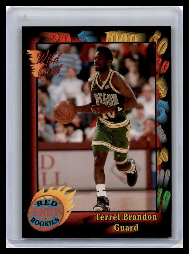 Terrell Brandon Oregon Ducks Basketball Card featuring Seattle SuperSonics design