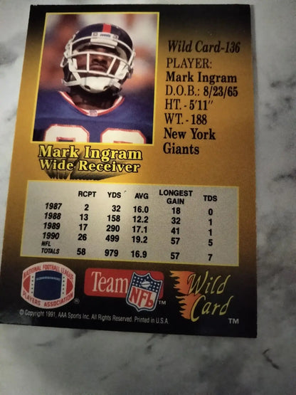 Mark Ingram 1991 Wild Card Premier Edition #136 football card New York Giants