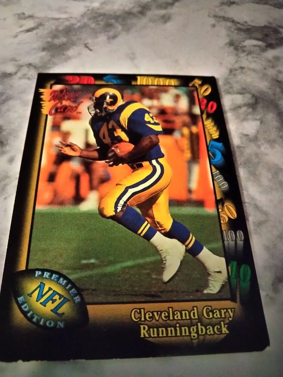 Cleveland Gary football card from 1991 Wild Card featuring Los Angeles Rams star player