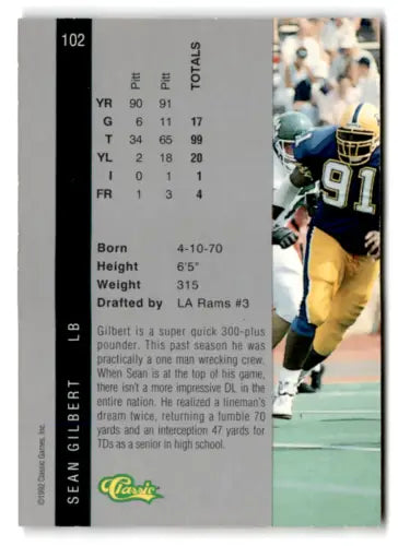 Sean Gilbert 1992 Classic Four Sport football card in original gloss near mint condition