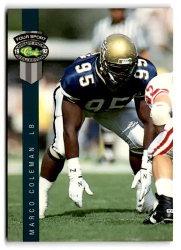 Football player in stance from 1992 Classic Four Sport Marco Coleman original gloss