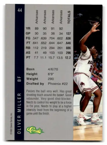 1992 Classic Four Sport #44 Oliver Miller basketball card featuring original gloss design