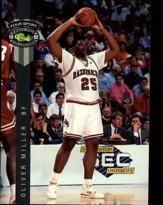 Basketball player holding ball on 1992 Classic Four Sport Oliver Miller card