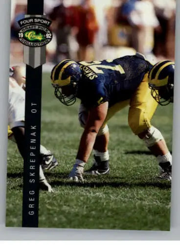 Football trading card of Greg Skrepenak from Classic Four Sport, mint LA Raiders edition