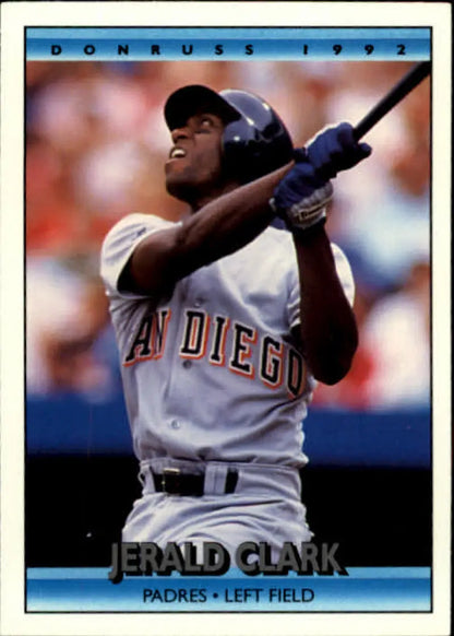 Jerald Clark at bat on 1992 Donruss #144 San Diego Padres Baseball Card