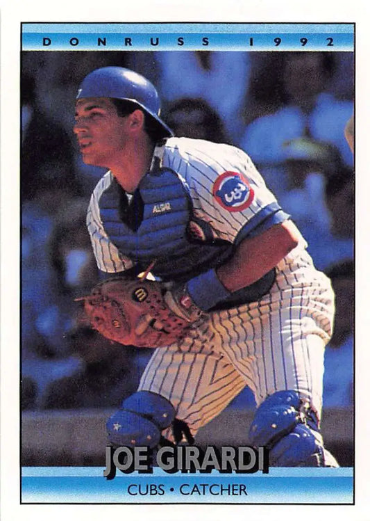 1992 Donruss #175 Joe Girardi Chicago Cubs Baseball Card in pinstriped uniform