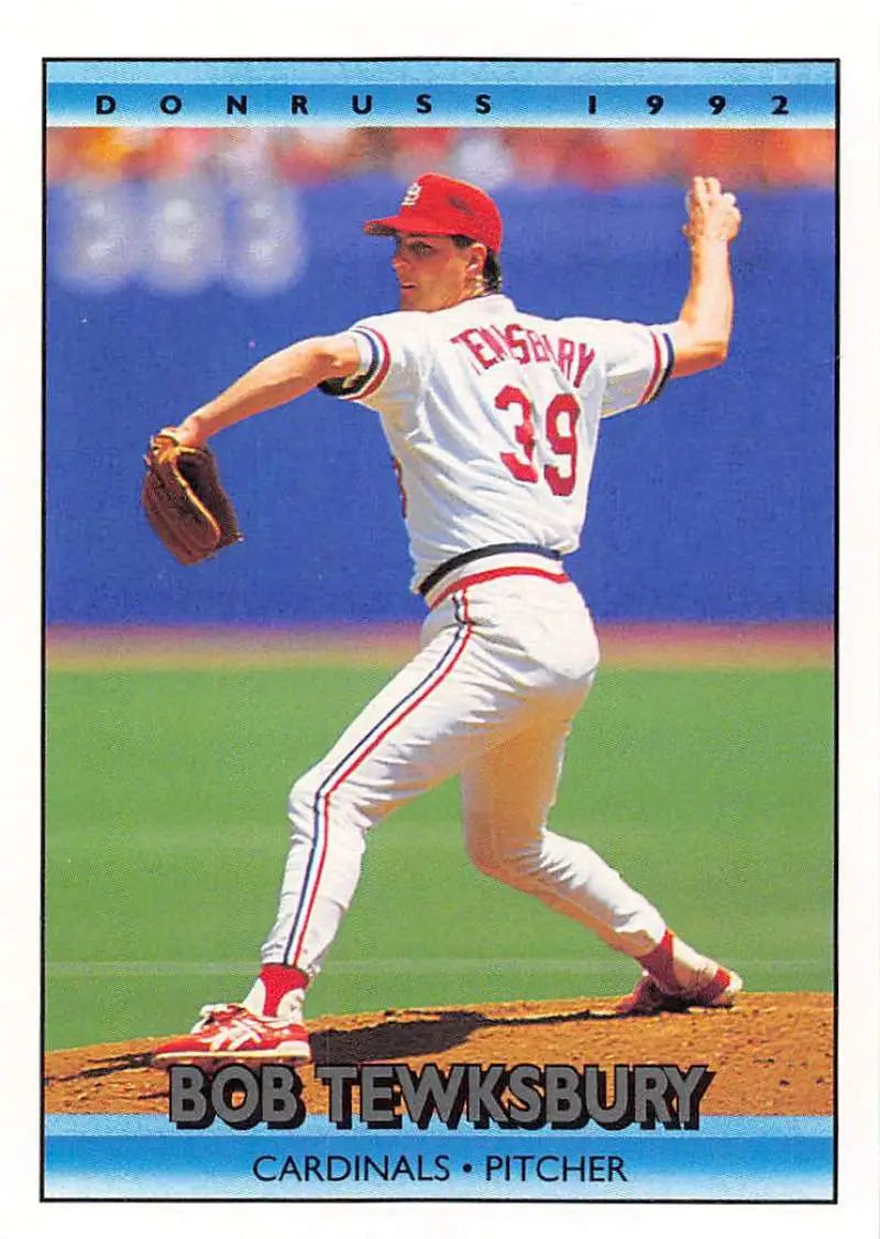 Bob Tewksbury mid-throw on 1992 Donruss baseball card for St. Louis Cardinals