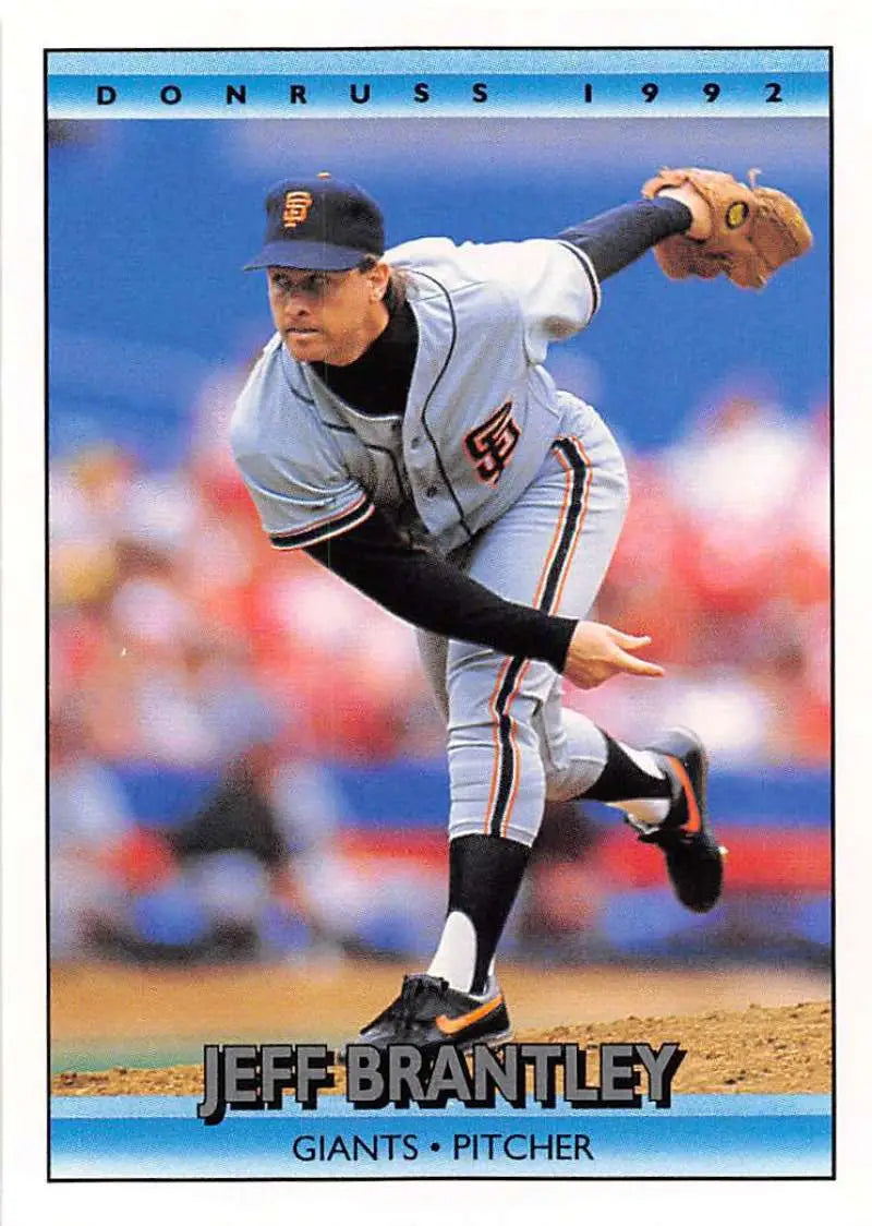 Baseball pitcher Jeff Brantley in San Francisco Giants uniform on mound for baseball card