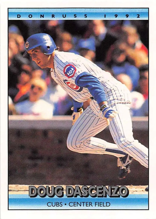 1992 Donruss Doug Dascenzo Chicago Cubs Baseball Card featuring player in action