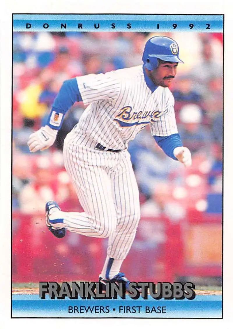 Franklin Stubbs Milwaukee Brewers baseball card in white pinstriped uniform