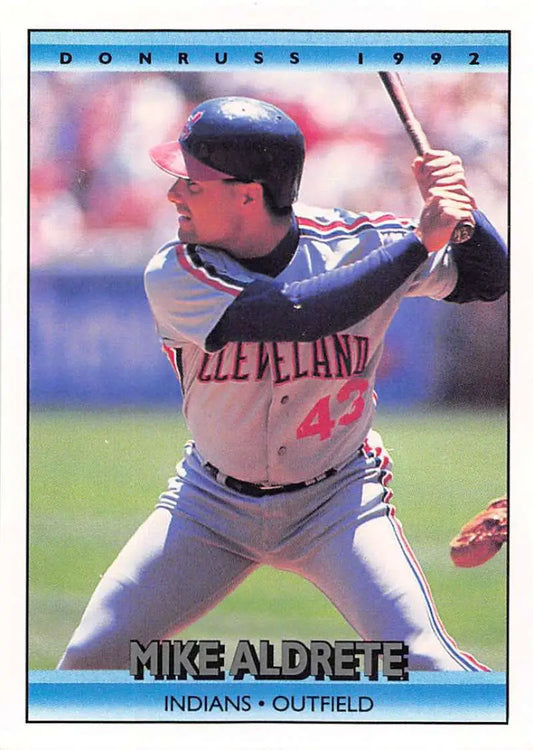 Cleveland Indians Baseball Card of Mike Aldrete in batting stance, uniform #42