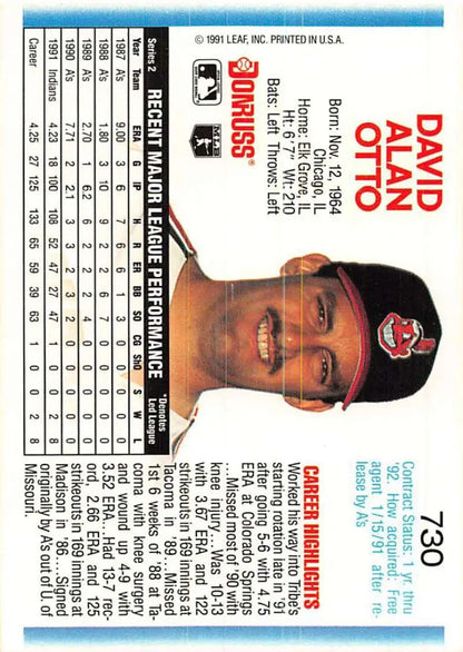 Cleveland Indians Baseball Card of Dave Otto NM-MT with team cap detail