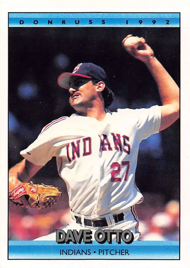 Cleveland Indians baseball card featuring Dave Otto throwing a pitch in home uniform