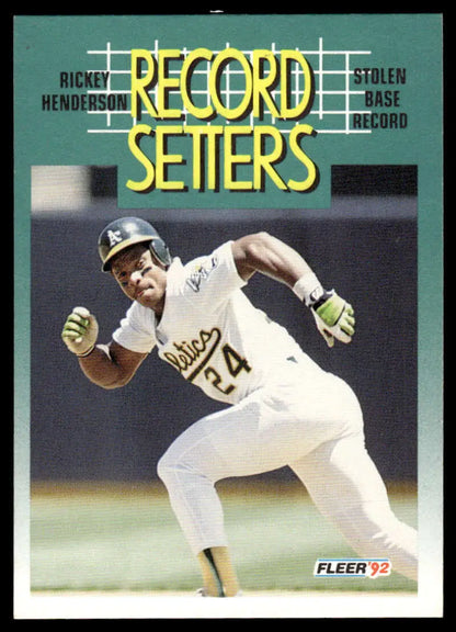 Rickey Henderson running the bases on a 1992 Oakland Athletics baseball card