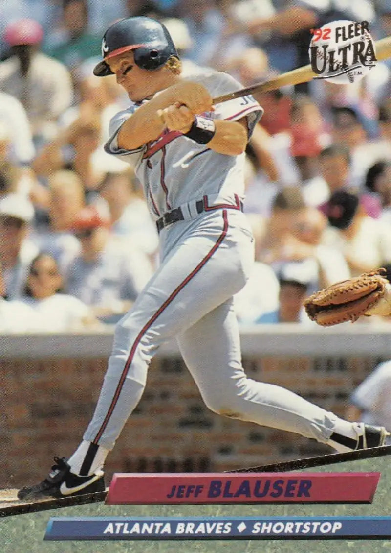 Jeff Blauser in batting stance on 1992 Fleer Ultra Atlanta Braves baseball card