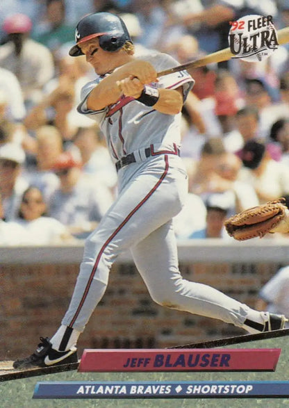 Jeff Blauser in batting stance on 1992 Fleer Ultra Atlanta Braves baseball card