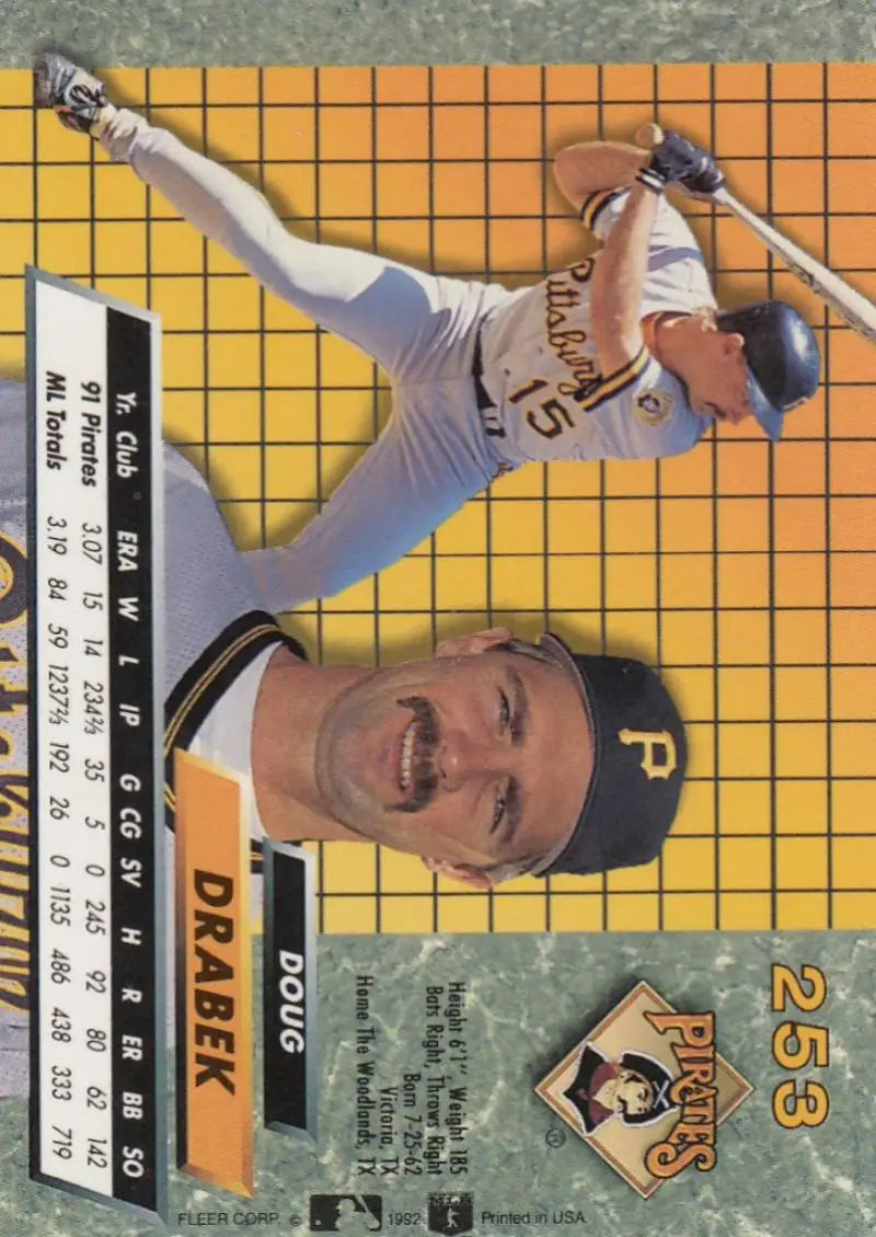 Doug Drabek diving catch action shot on 1992 Fleer Ultra Pittsburgh Pirates baseball card