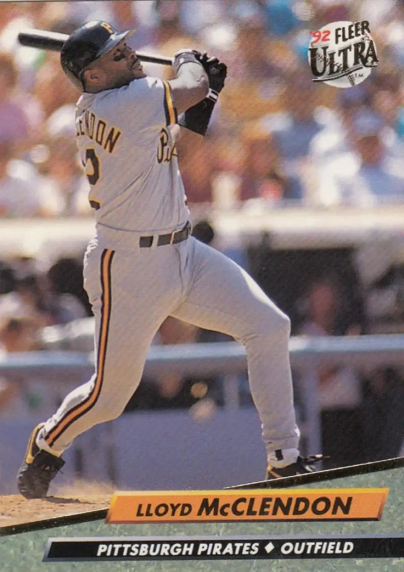 Lloyd McClendon at bat in a Pittsburgh Pirates uniform on a 1992 Fleer Ultra card