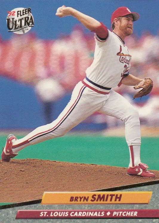 Bryn Smith pitching for the St. Louis Cardinals in 1992 Fleer Ultra baseball card