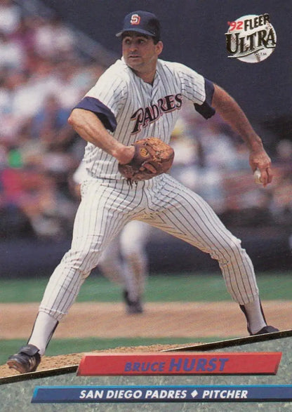 San Diego Padres pitcher Bruce Hurst mid-delivery on 1992 Fleer Ultra baseball card