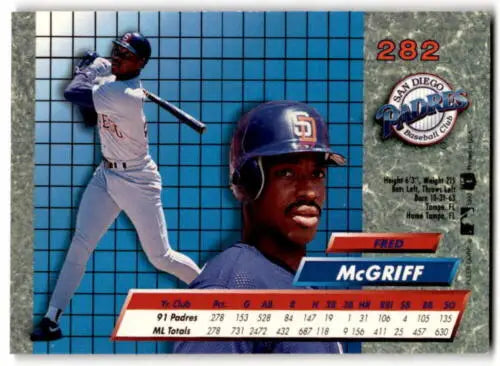 1992 Fleer Ultra #282 Fred McGriff baseball card with original gloss from Padres